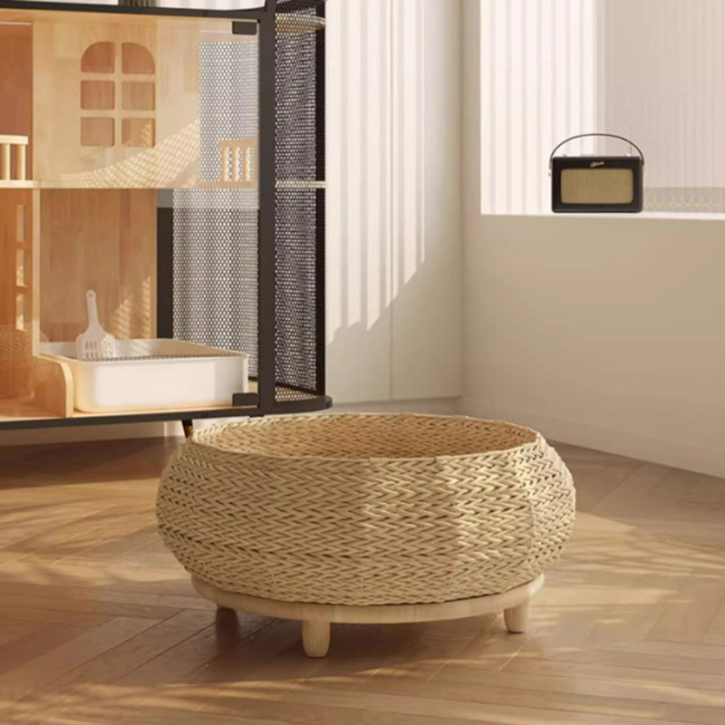 Handmade Natural Kraft Paper Nest Woven Cat Dog Bed Handmade Natural Kraft Paper Nest Woven Cat Dog Bed