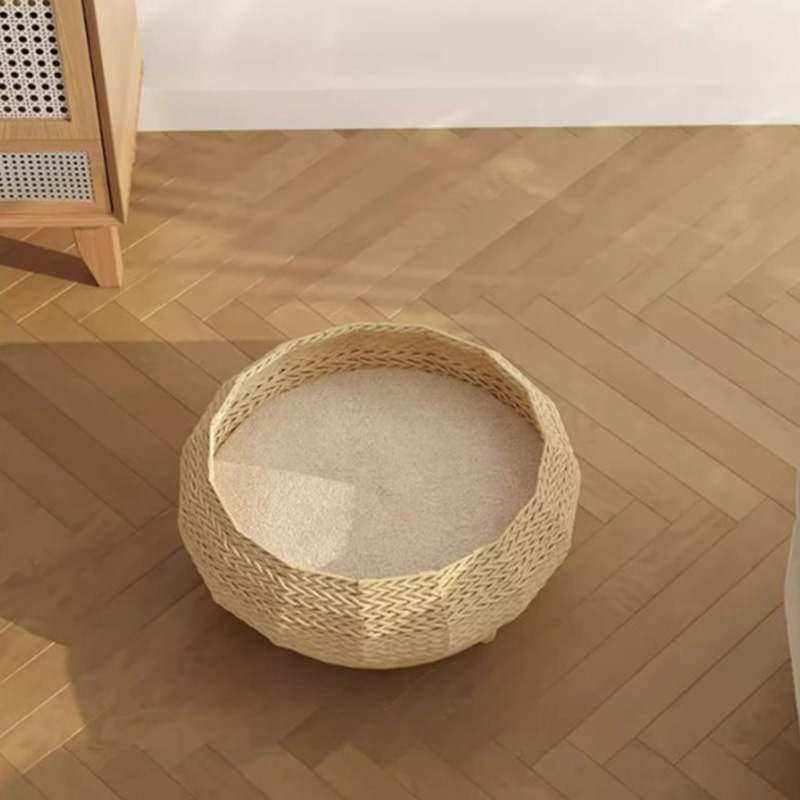 Handmade Natural Kraft Paper Nest Woven Cat Dog Bed Handmade Natural Kraft Paper Nest Woven Cat Dog Bed