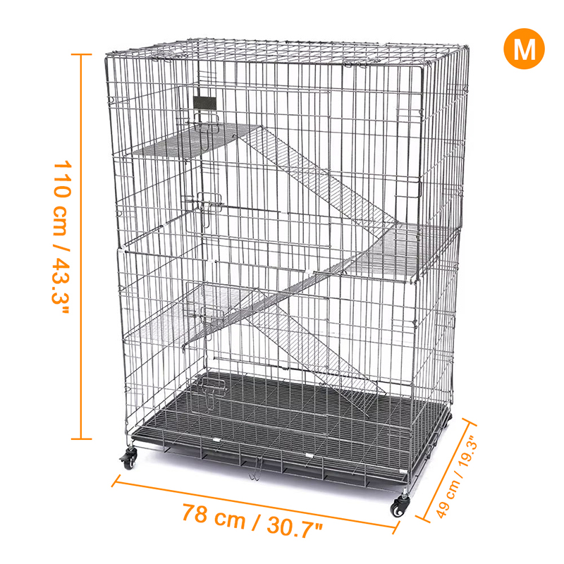 2/3/4-tier malaking panloob na wire metal cat cage na may mga gulong 2/3/4-tier malaking panloob na wire metal cat cage na may mga gulong