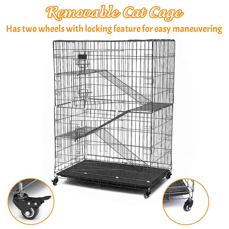2/3/4-tier malaking panloob na wire metal cat cage na may mga gulong 2/3/4-tier malaking panloob na wire metal cat cage na may mga gulong