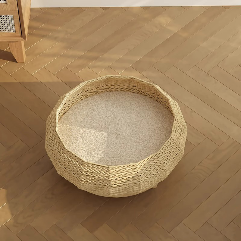 Handmade Natural Kraft Paper Nest Woven Cat Dog Bed Handmade Natural Kraft Paper Nest Woven Cat Dog Bed