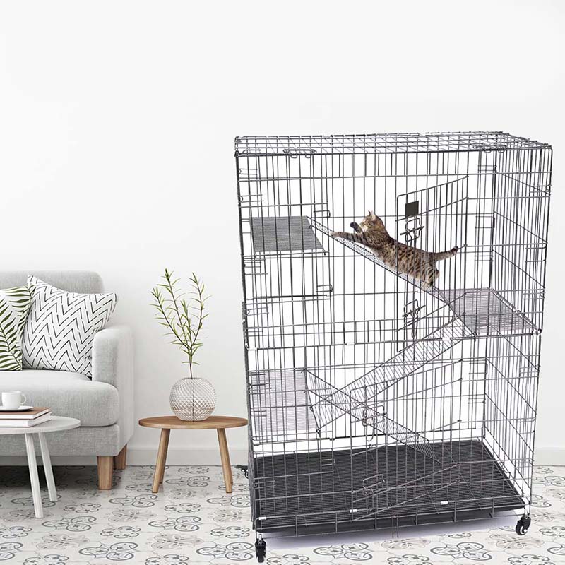 2/3/4-tier malaking panloob na wire metal cat cage na may mga gulong 2/3/4-tier malaking panloob na wire metal cat cage na may mga gulong