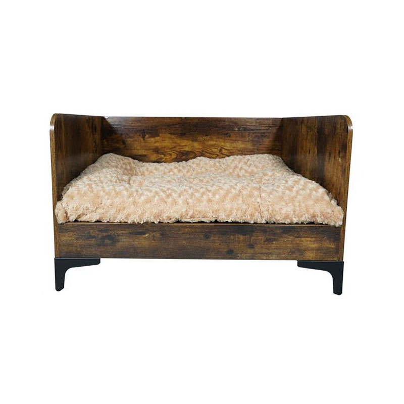 Ang modernong panloob na kahoy na nakataas na kama ng aso na may frame