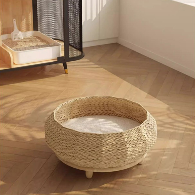 Handmade Natural Kraft Paper Nest Woven Cat Dog Bed Handmade Natural Kraft Paper Nest Woven Cat Dog Bed