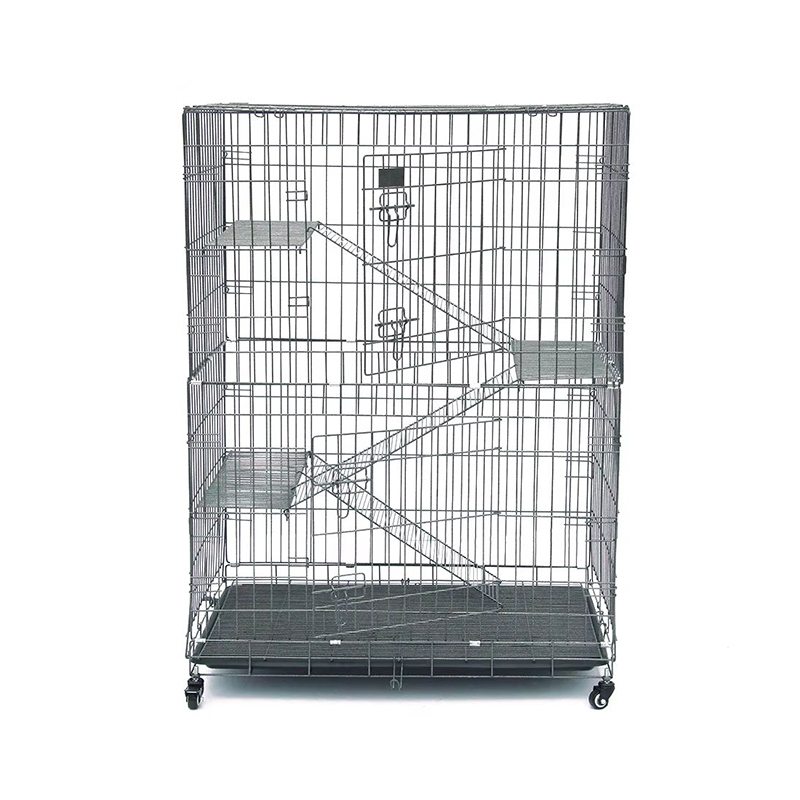 2/3/4-tier malaking panloob na wire metal cat cage na may mga gulong