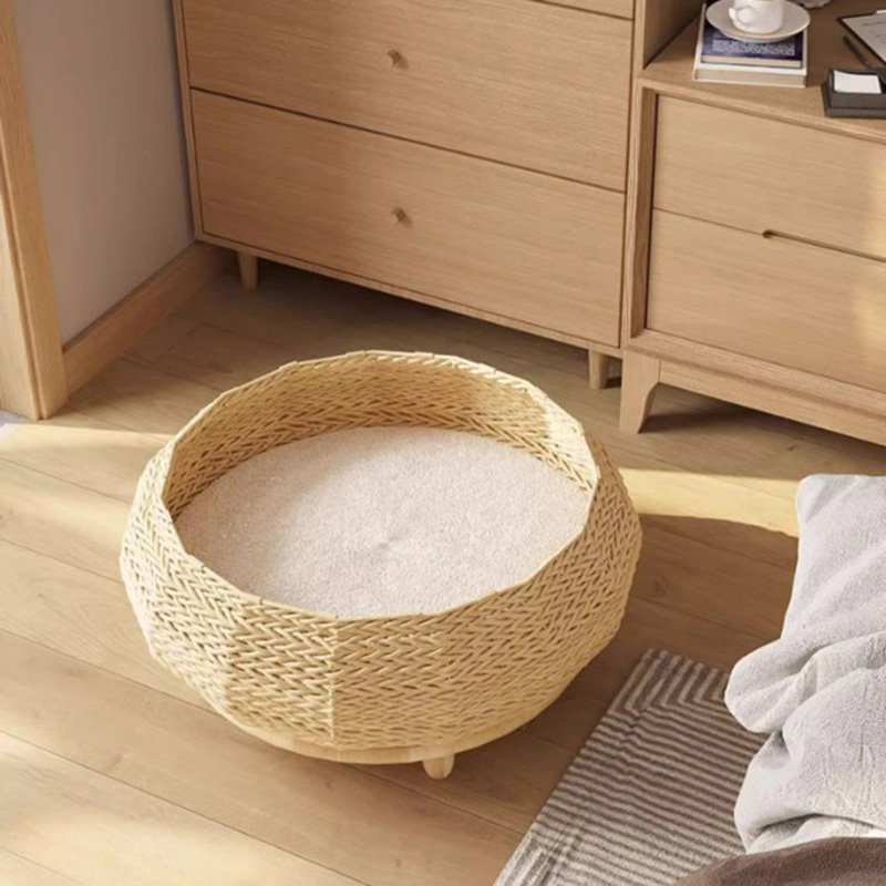 Handmade Natural Kraft Paper Nest Woven Cat Dog Bed Handmade Natural Kraft Paper Nest Woven Cat Dog Bed