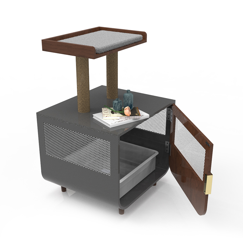 Kahoy na nakatagong banyo na kasangkapan sa pusa ng pusa na may gabinete ng basura Kahoy na nakatagong banyo na kasangkapan sa pusa ng pusa na may gabinete ng basura