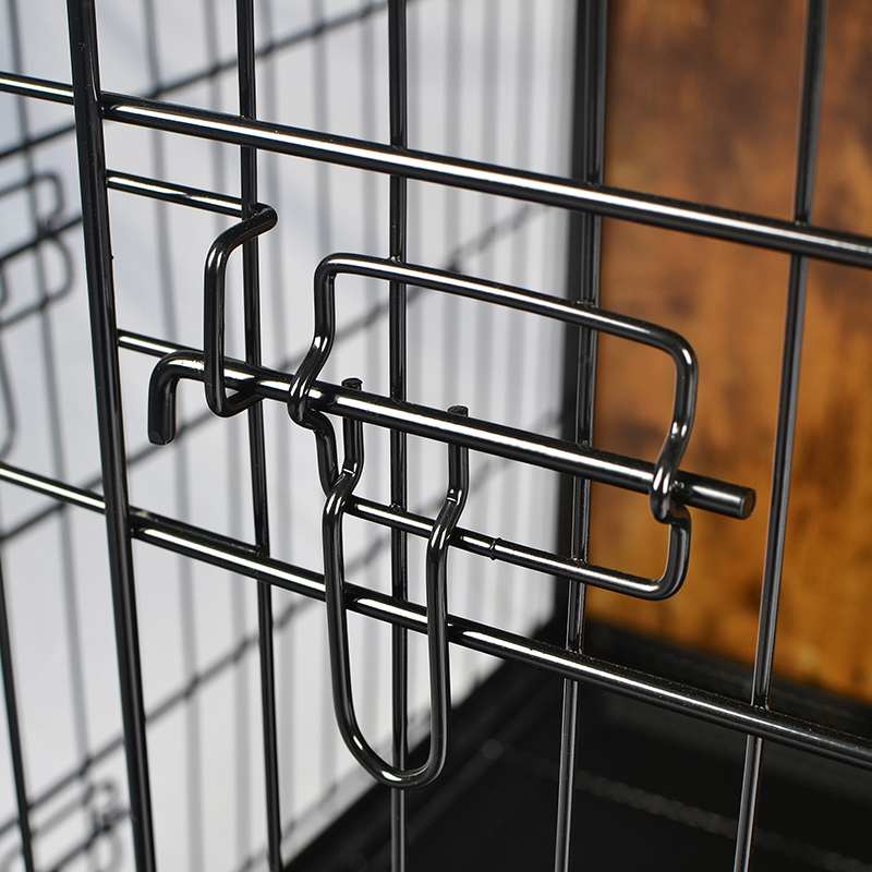 Panloob na kahoy na kasangkapan sa bahay na hawla ng aso na may unan at gulong Panloob na kahoy na kasangkapan sa bahay na hawla ng aso na may unan at gulong