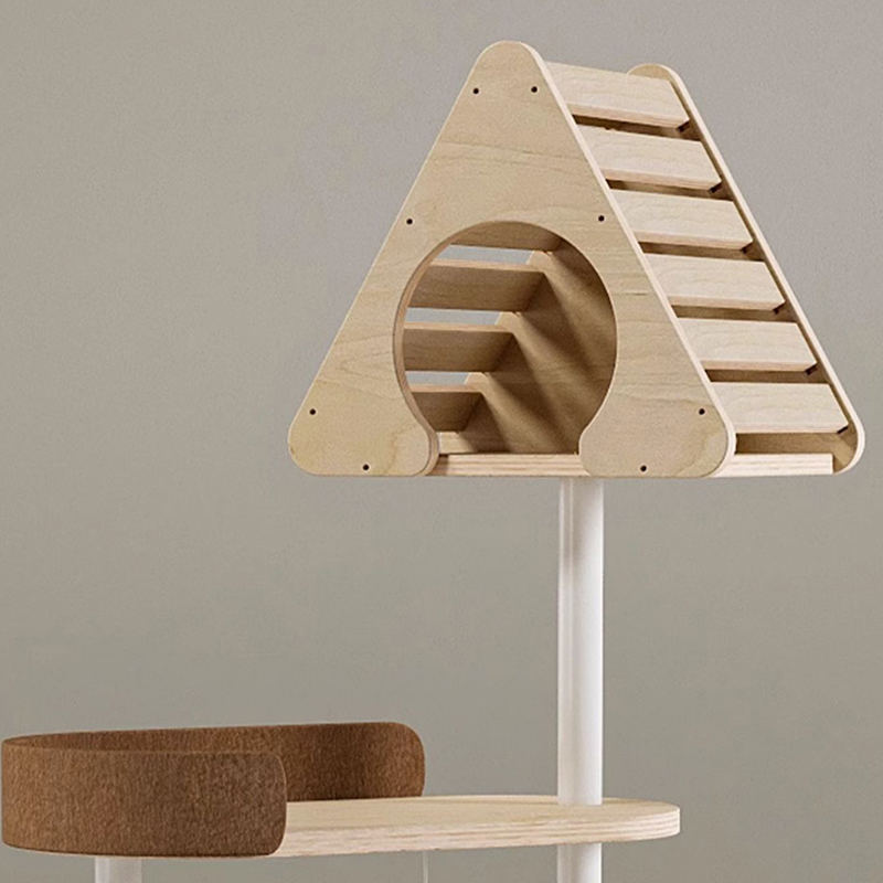 Minimalist geometric cute na kahoy na tower panloob na condo pugad na puno ng pusa Minimalist geometric cute na kahoy na tower panloob na condo pugad na puno ng pusa