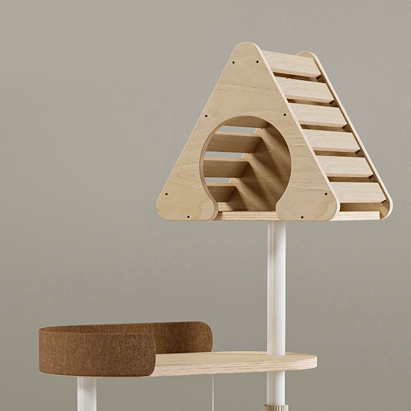 Minimalist geometric cute na kahoy na tower panloob na condo pugad na puno ng pusa Minimalist geometric cute na kahoy na tower panloob na condo pugad na puno ng pusa