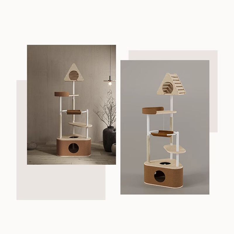 Minimalist geometric cute na kahoy na tower panloob na condo pugad na puno ng pusa Minimalist geometric cute na kahoy na tower panloob na condo pugad na puno ng pusa