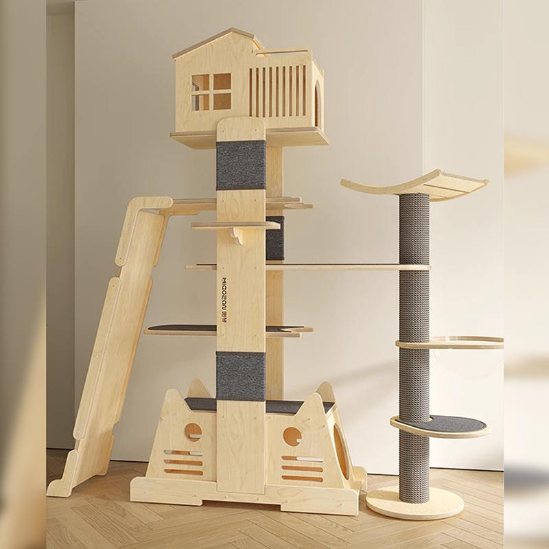 Solidong kahoy na villa multi-level tower malaking cat tree climbing frame Solidong kahoy na villa multi-level tower malaking cat tree climbing frame