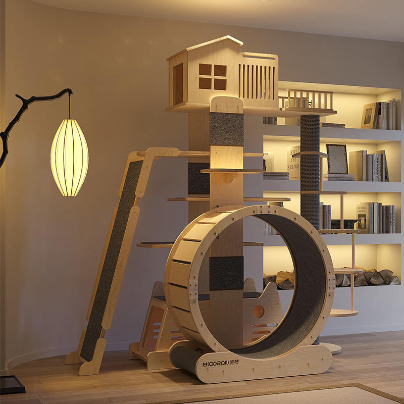 Solidong kahoy na villa multi-level tower malaking cat tree climbing frame Solidong kahoy na villa multi-level tower malaking cat tree climbing frame