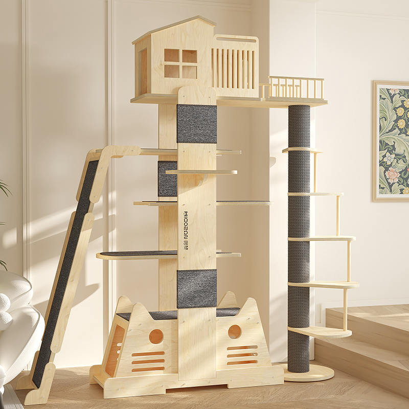 Solidong kahoy na villa multi-level tower malaking cat tree climbing frame Solidong kahoy na villa multi-level tower malaking cat tree climbing frame