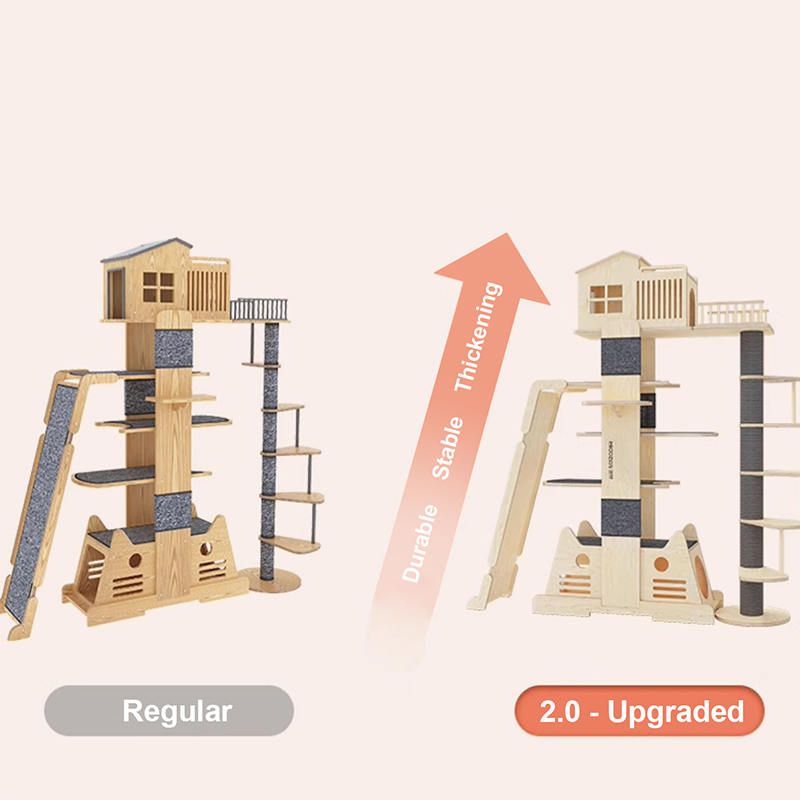 Solidong kahoy na villa multi-level tower malaking cat tree climbing frame Solidong kahoy na villa multi-level tower malaking cat tree climbing frame