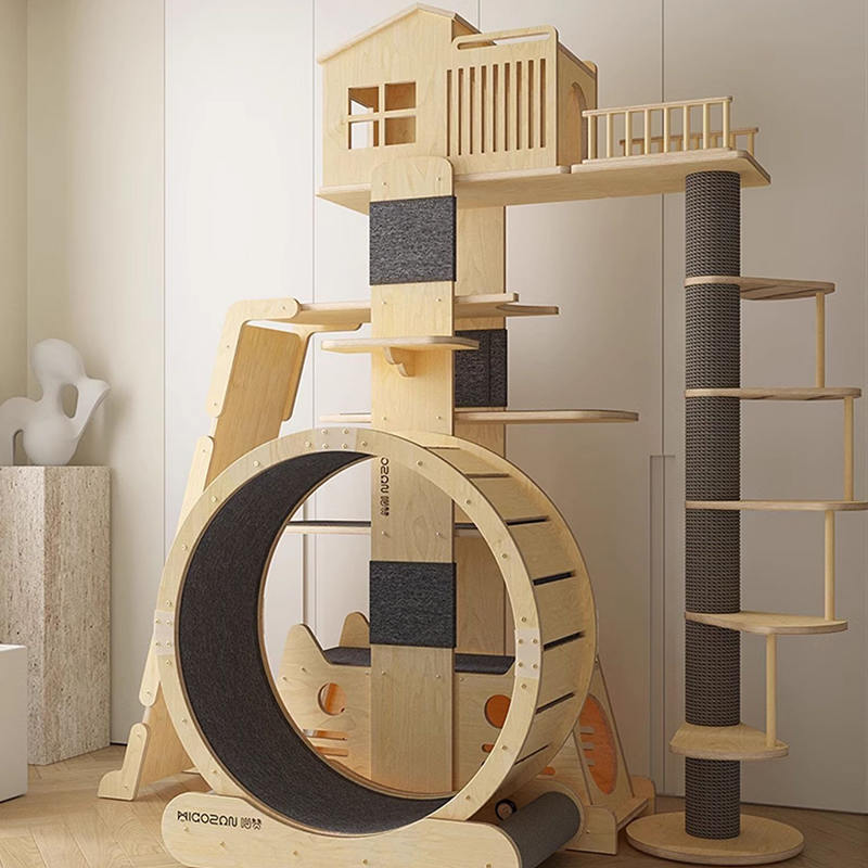 Solidong kahoy na villa multi-level tower malaking cat tree climbing frame Solidong kahoy na villa multi-level tower malaking cat tree climbing frame