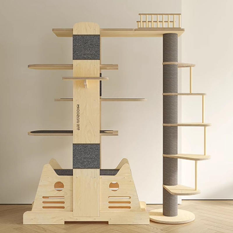 Solidong kahoy na villa multi-level tower malaking cat tree climbing frame Solidong kahoy na villa multi-level tower malaking cat tree climbing frame