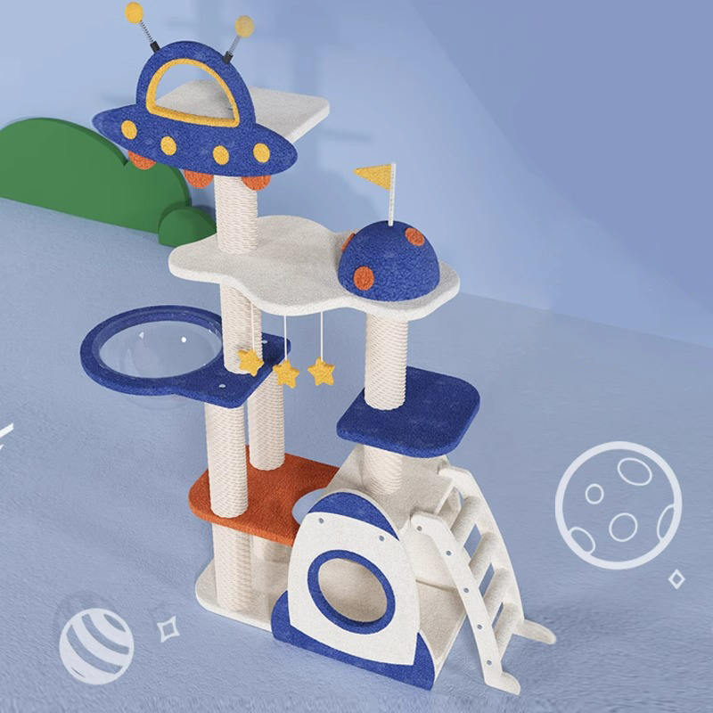 Blue Space Capsule Climbing Frame Cat Tree Tower Para sa Kuting Paglalaro ng Laruan Blue Space Capsule Climbing Frame Cat Tree Tower Para sa Kuting Paglalaro ng Laruan