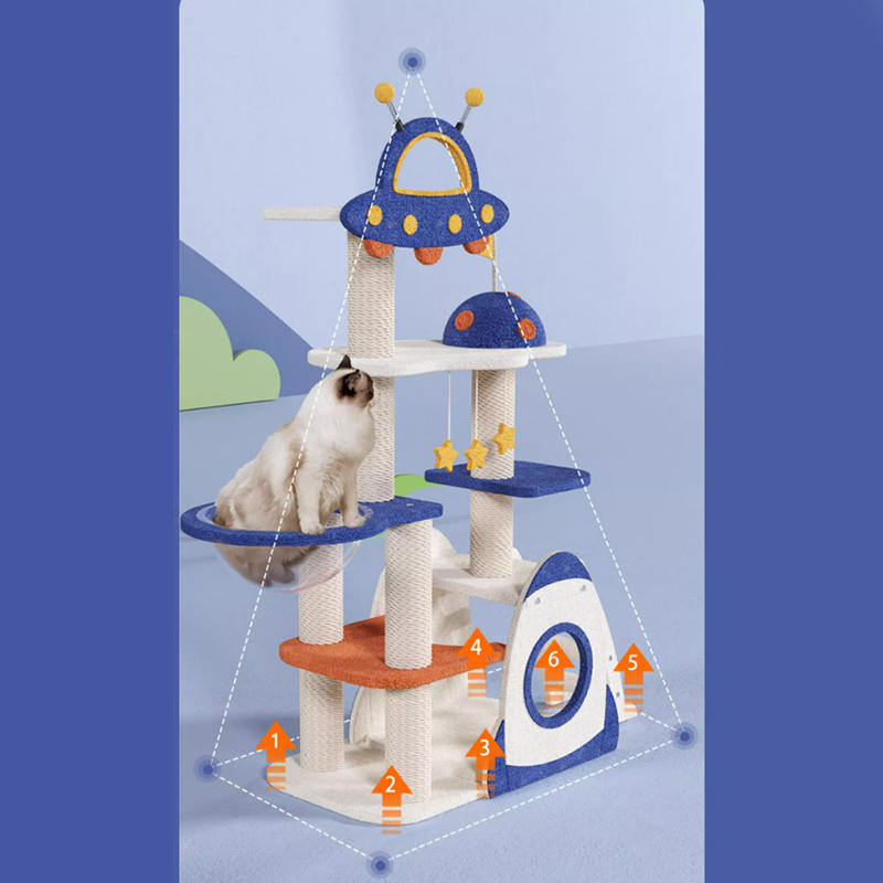Blue Space Capsule Climbing Frame Cat Tree Tower Para sa Kuting Paglalaro ng Laruan Blue Space Capsule Climbing Frame Cat Tree Tower Para sa Kuting Paglalaro ng Laruan