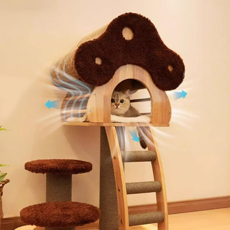 Mushroom Shape Condo Tower Wood Climbing Frame Solid Cat Tree na may Ladder Mushroom Shape Condo Tower Wood Climbing Frame Solid Cat Tree na may Ladder
