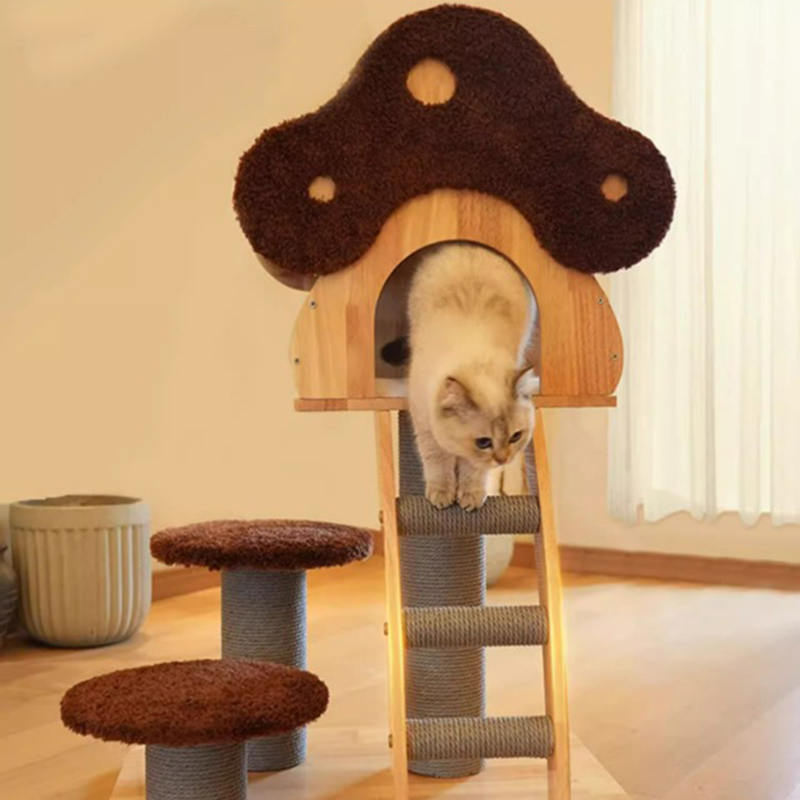 Mushroom Shape Condo Tower Wood Climbing Frame Solid Cat Tree na may Ladder Mushroom Shape Condo Tower Wood Climbing Frame Solid Cat Tree na may Ladder
