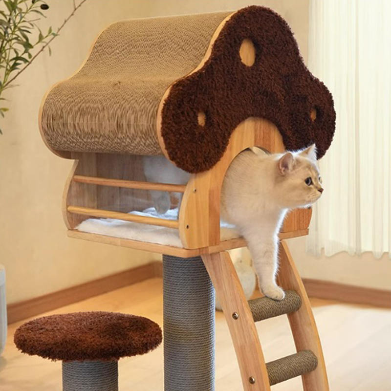 Mushroom Shape Condo Tower Wood Climbing Frame Solid Cat Tree na may Ladder Mushroom Shape Condo Tower Wood Climbing Frame Solid Cat Tree na may Ladder