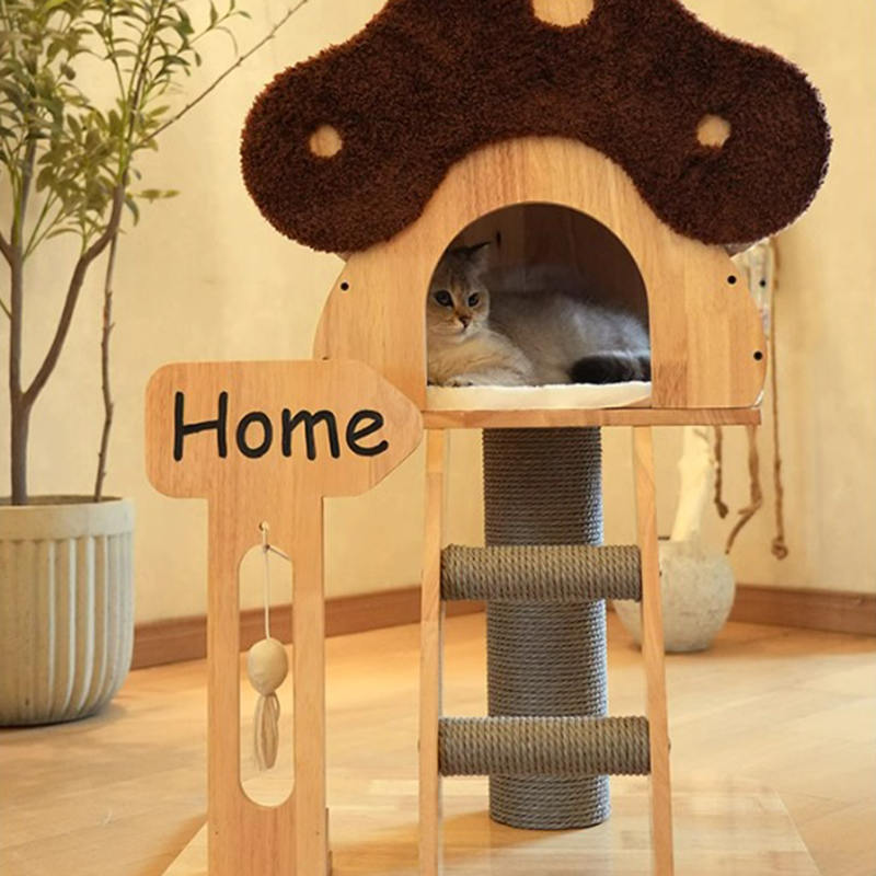 Mushroom Shape Condo Tower Wood Climbing Frame Solid Cat Tree na may Ladder Mushroom Shape Condo Tower Wood Climbing Frame Solid Cat Tree na may Ladder