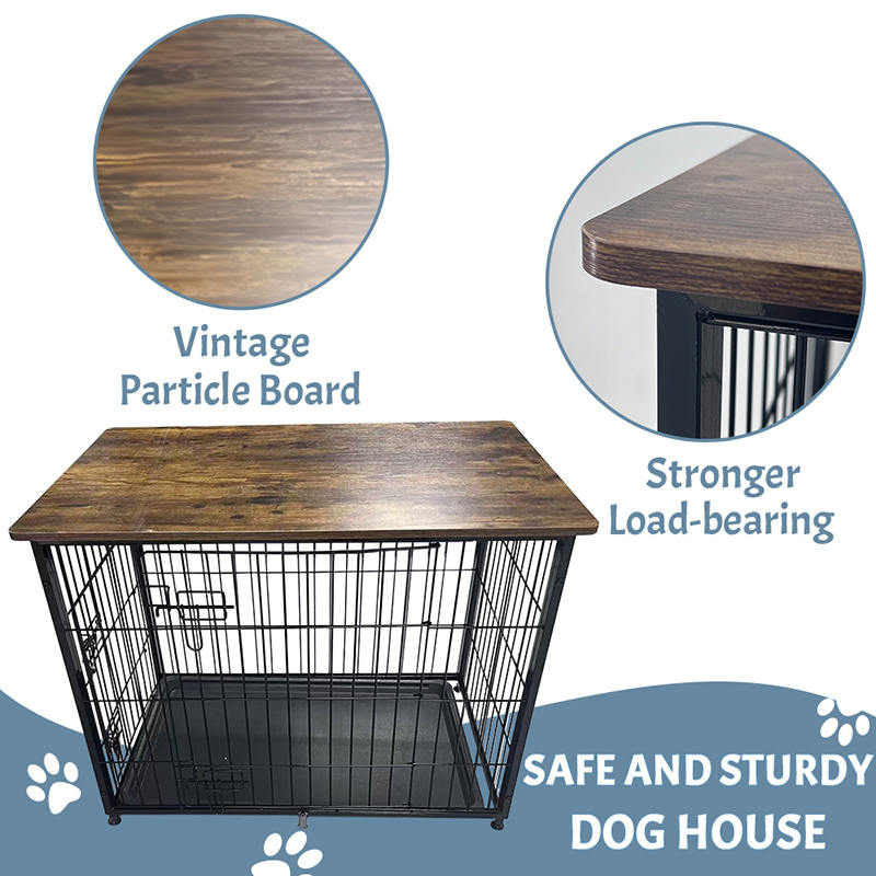 Malaking kahoy na hawla ng kahoy na aso na may naaalis na tray Malaking kahoy na hawla ng kahoy na aso na may naaalis na tray