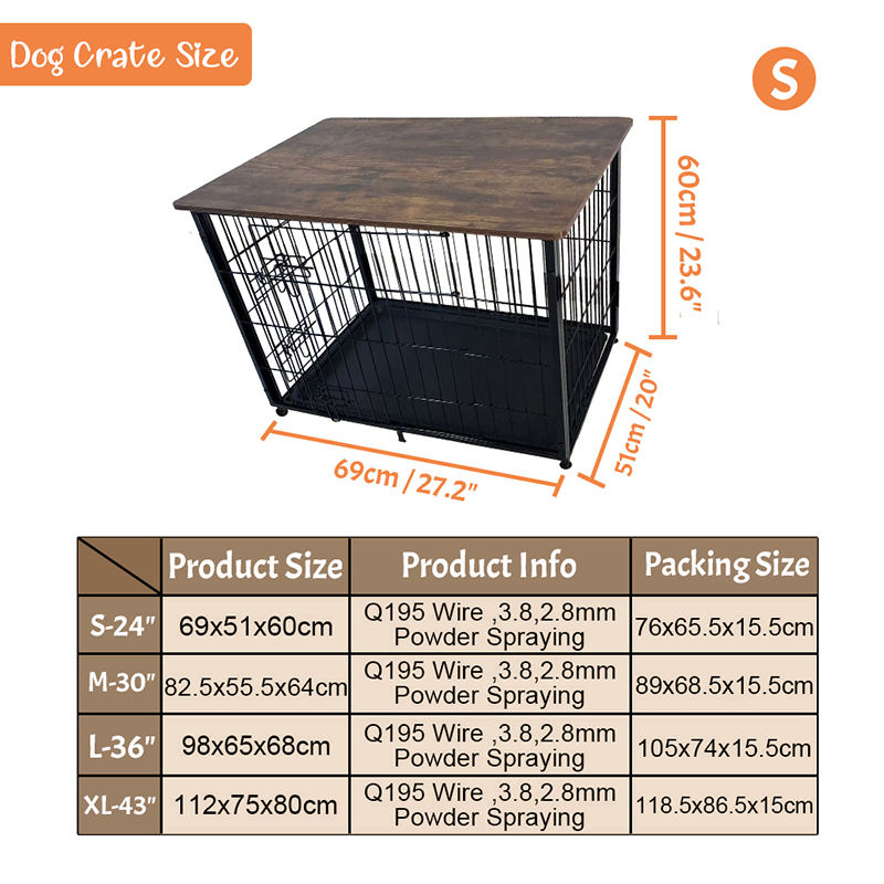 Malaking kahoy na hawla ng kahoy na aso na may naaalis na tray Malaking kahoy na hawla ng kahoy na aso na may naaalis na tray