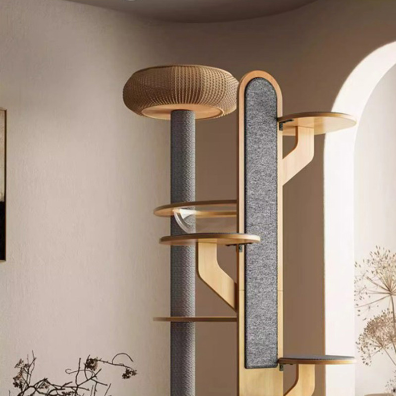 Cactus hugis kahoy climbing frame solid cat tree na may space capsule Cactus hugis kahoy climbing frame solid cat tree na may space capsule