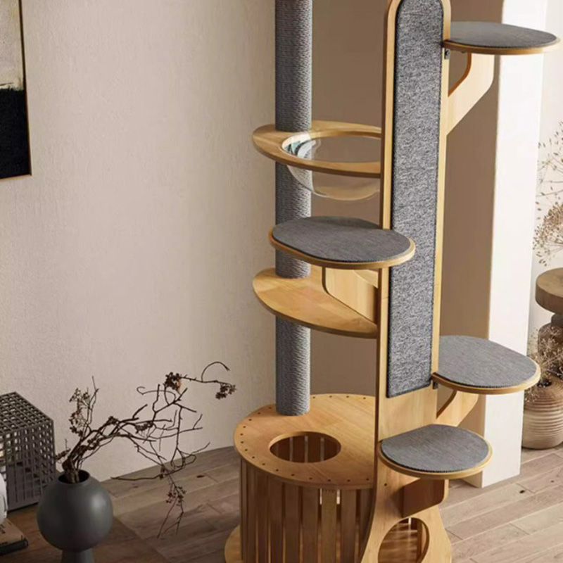 Cactus hugis kahoy climbing frame solid cat tree na may space capsule Cactus hugis kahoy climbing frame solid cat tree na may space capsule