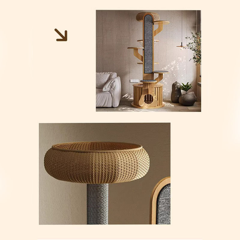 Cactus hugis kahoy climbing frame solid cat tree na may space capsule Cactus hugis kahoy climbing frame solid cat tree na may space capsule