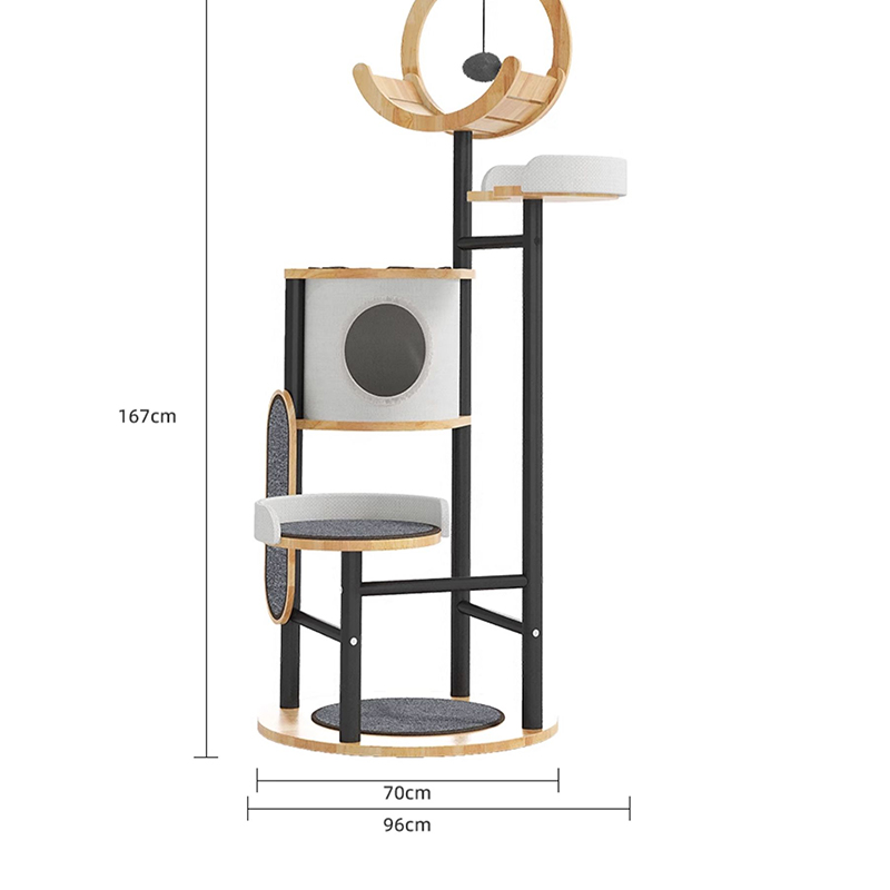 Rubber Wood & Steel Tower Cat Tree Climbing Frame Rubber Wood & Steel Tower Cat Tree Climbing Frame