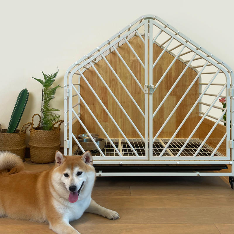 Malaking kahoy na bakal na panloob na hawla ng aso Malaking kahoy na bakal na panloob na hawla ng aso