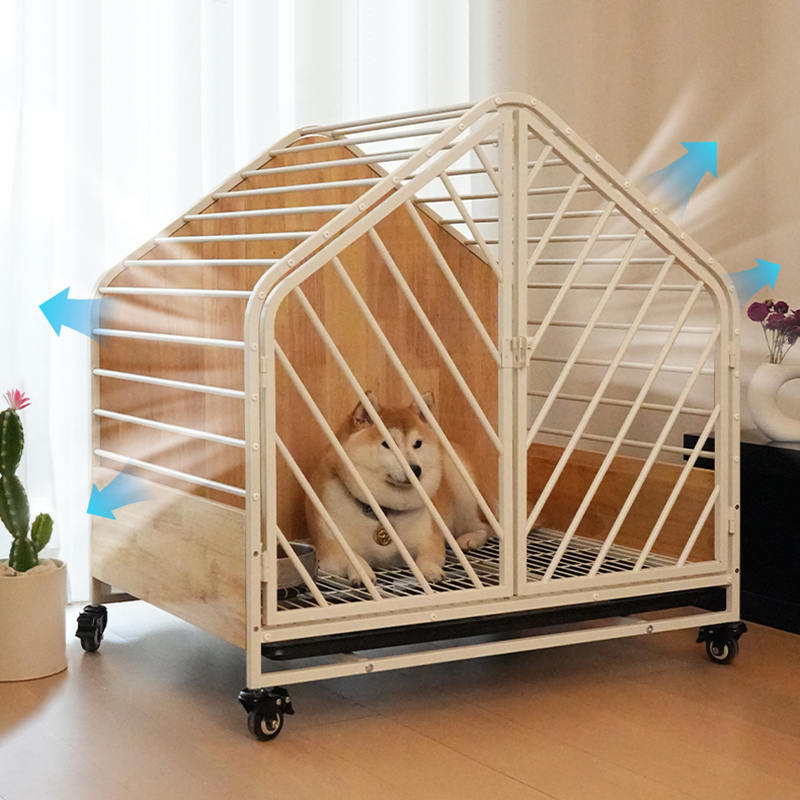 Malaking kahoy na bakal na panloob na hawla ng aso Malaking kahoy na bakal na panloob na hawla ng aso