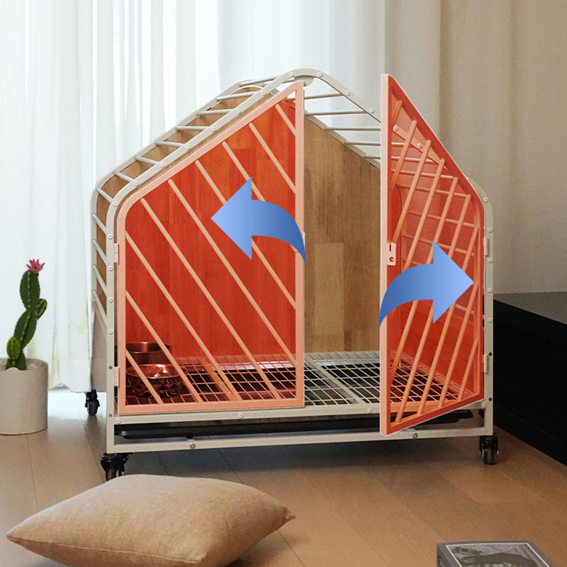 Malaking kahoy na bakal na panloob na hawla ng aso Malaking kahoy na bakal na panloob na hawla ng aso