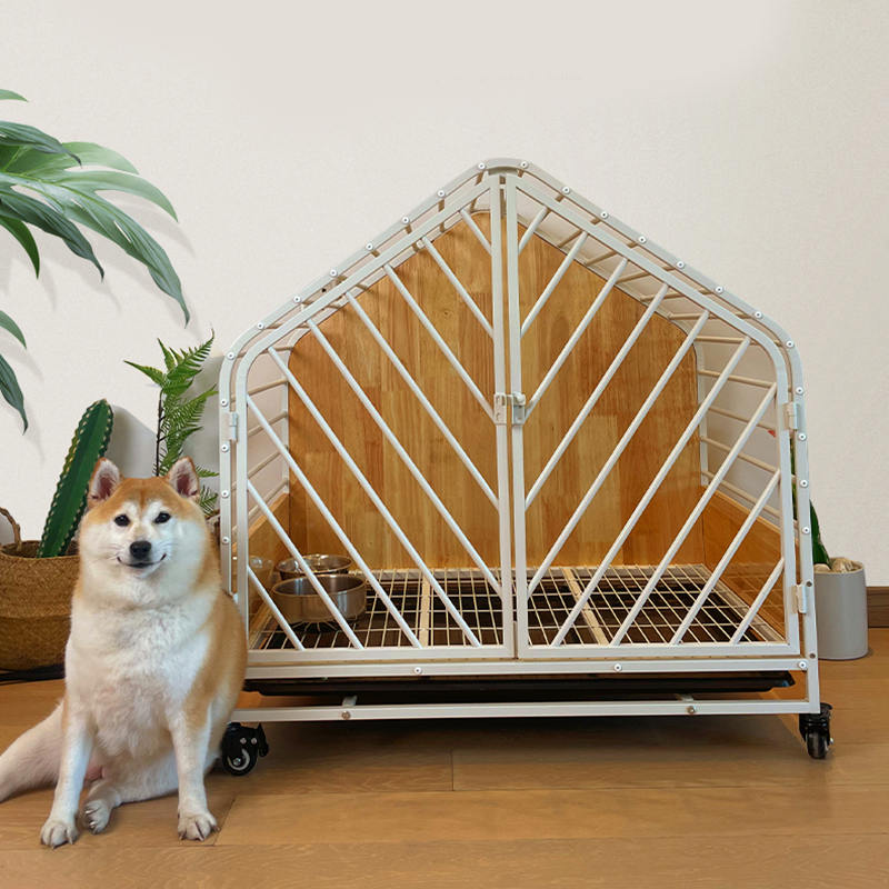 Malaking kahoy na bakal na panloob na hawla ng aso Malaking kahoy na bakal na panloob na hawla ng aso