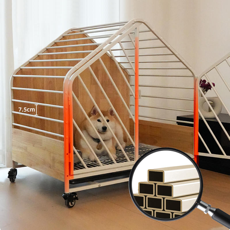 Malaking kahoy na bakal na panloob na hawla ng aso Malaking kahoy na bakal na panloob na hawla ng aso