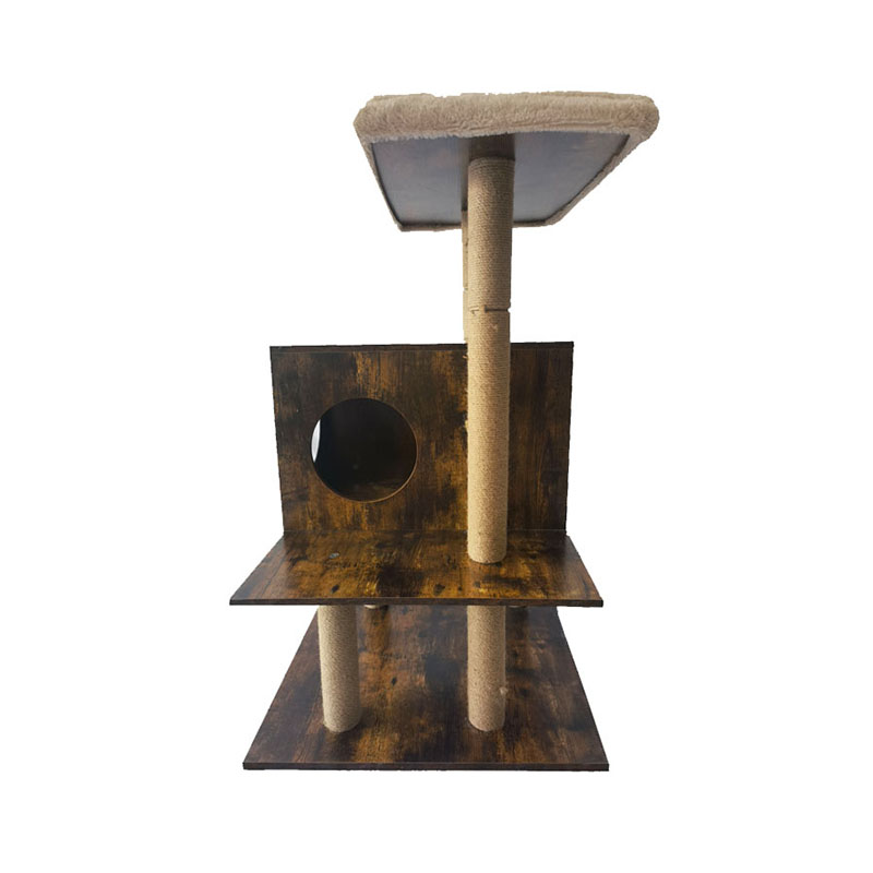 Wooden Tower Cat House Sisal Scratching Post Cat Tree Climbing Frame