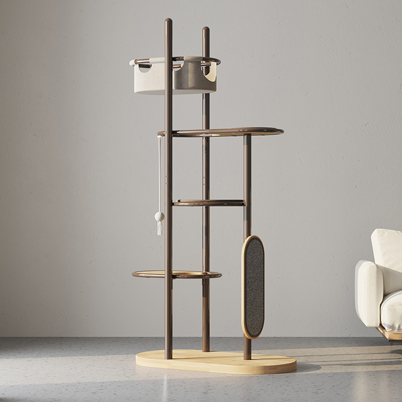 Sahig sa kisame matangkad sa panloob na goma na kahoy na pusa tree tower condo na may natutulog na basket Sahig sa kisame matangkad sa panloob na goma na kahoy na pusa tree tower condo na may natutulog na basket