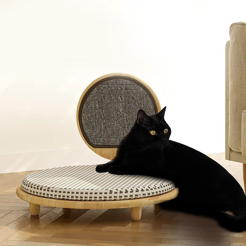 Solidong kahoy na maginhawang pugad ng pusa na may scratching board Solidong kahoy na maginhawang pugad ng pusa na may scratching board