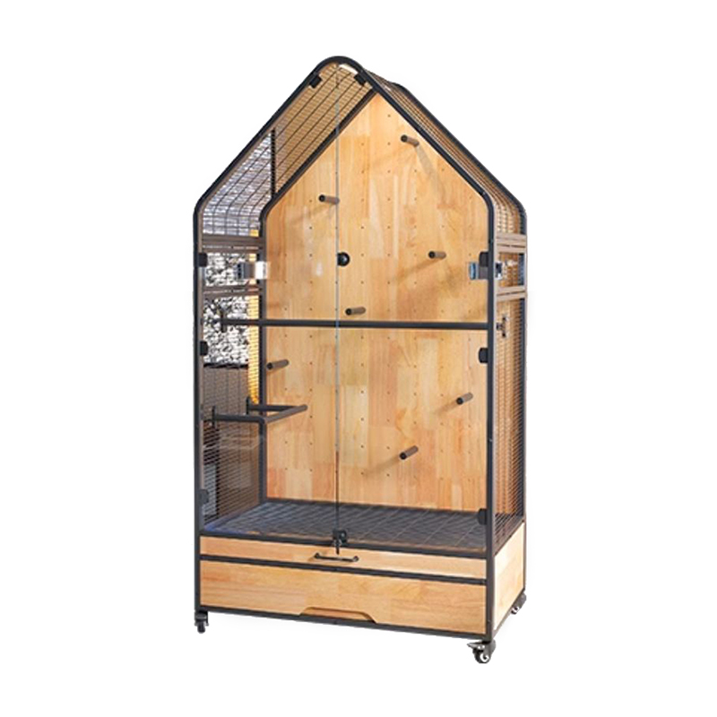 Kahoy at bakal na hawla malaking naaalis na diy villa parrot bird breeding cages na may mga gulong na nakatayo