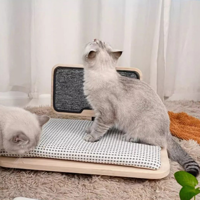 Solidong kahoy na maginhawang pugad ng pusa na may scratching board Solidong kahoy na maginhawang pugad ng pusa na may scratching board