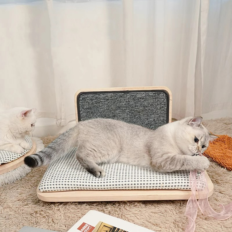 Solidong kahoy na maginhawang pugad ng pusa na may scratching board Solidong kahoy na maginhawang pugad ng pusa na may scratching board