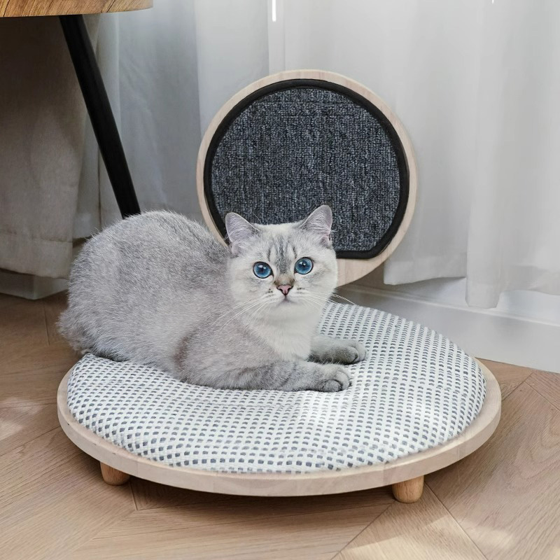 Solidong kahoy na maginhawang pugad ng pusa na may scratching board Solidong kahoy na maginhawang pugad ng pusa na may scratching board