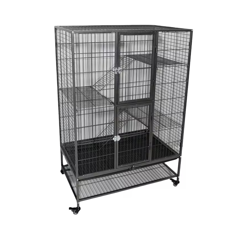 Malaking Malakas na Tungkulin 2/3/4-Tier Metal Indoor Tube Cat Cage na may Mga Gulong