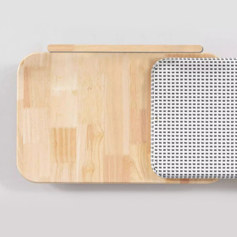 Solidong kahoy na maginhawang pugad ng pusa na may scratching board Solidong kahoy na maginhawang pugad ng pusa na may scratching board