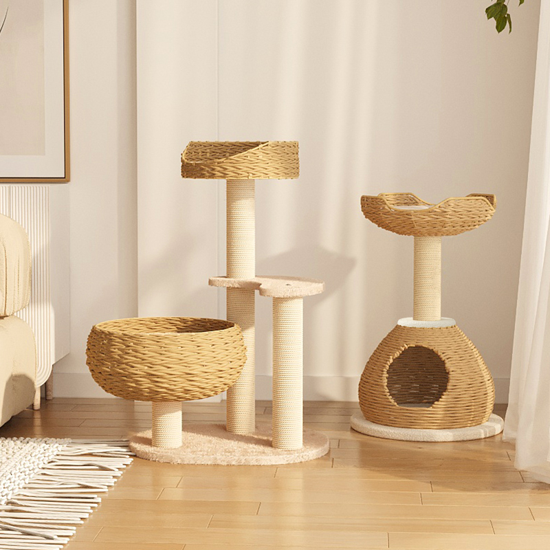 Modern Kraft Paper Tower Woven Climbing Scratcher Post Cat Tree Modern Kraft Paper Tower Woven Climbing Scratcher Post Cat Tree