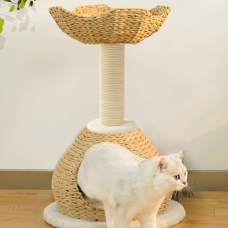 Modern Kraft Paper Tower Woven Climbing Scratcher Post Cat Tree Modern Kraft Paper Tower Woven Climbing Scratcher Post Cat Tree