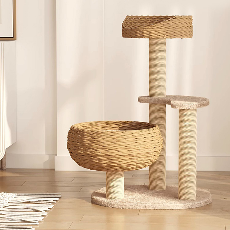 Modern Kraft Paper Tower Woven Climbing Scratcher Post Cat Tree Modern Kraft Paper Tower Woven Climbing Scratcher Post Cat Tree